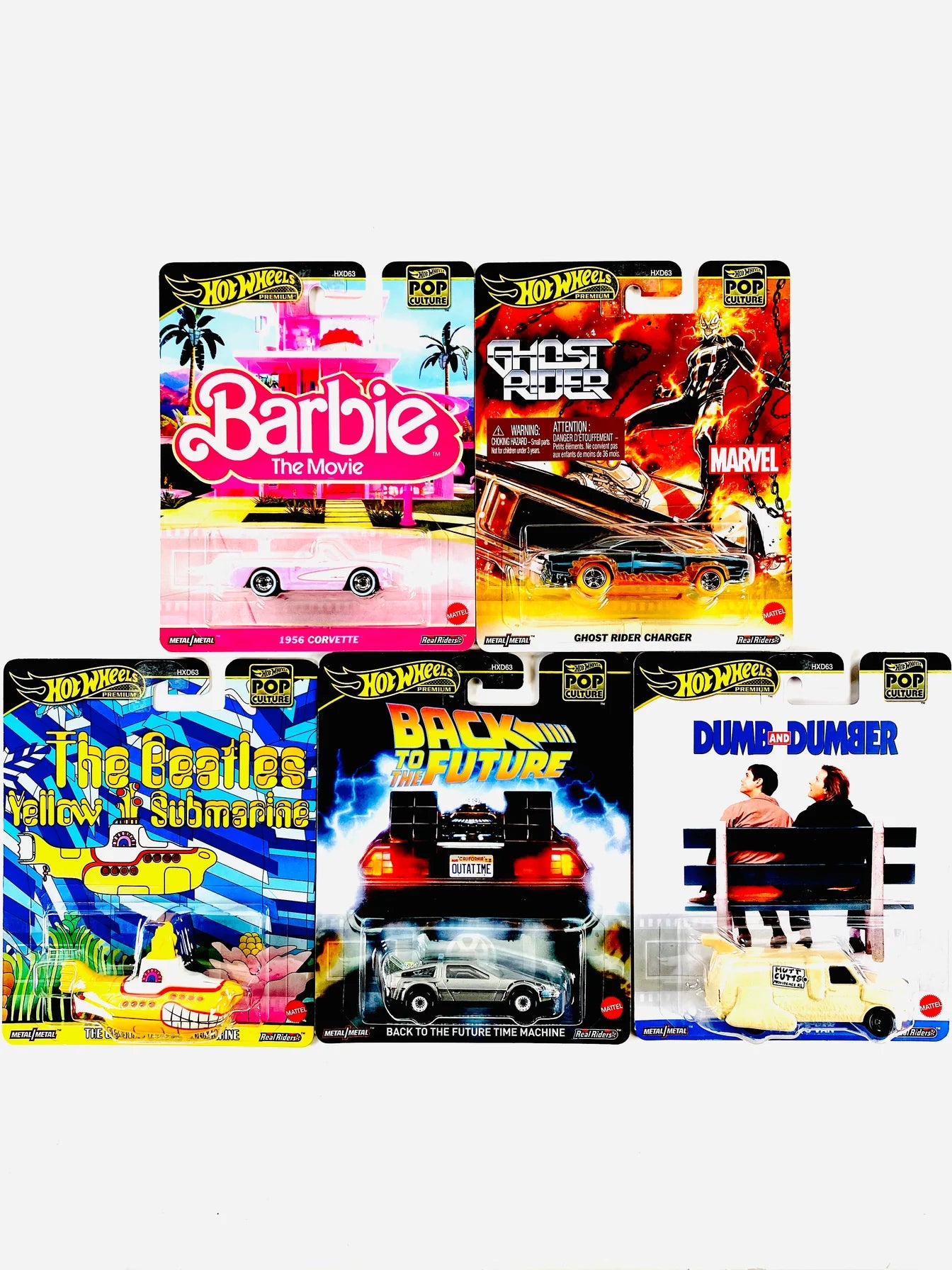 Hot Wheels 2025 Pop Culture Case H (Set of 5 Cars) - Barbie, Back to the Future, Dumb and Dumber