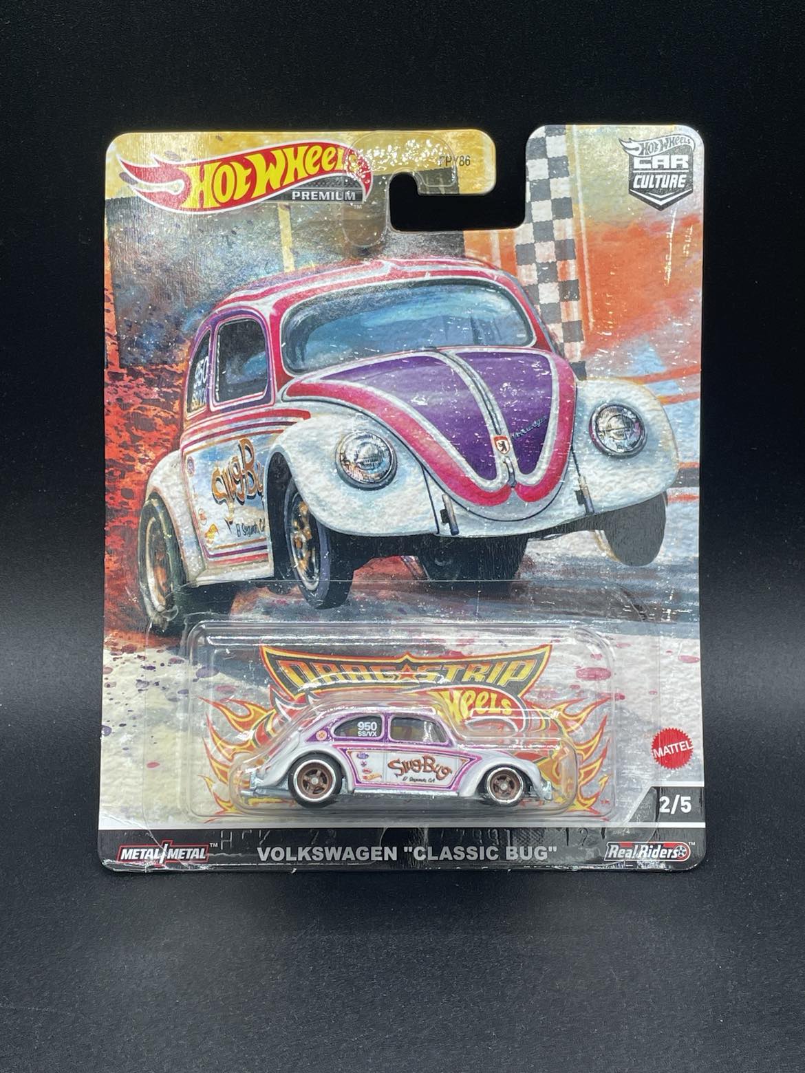 HOT WHEELS 2022 CAR CULTURE DRAG STRIP DEMONS - VW VOLKSWAGEN CLASSIC BUG - CREASE IN CARD