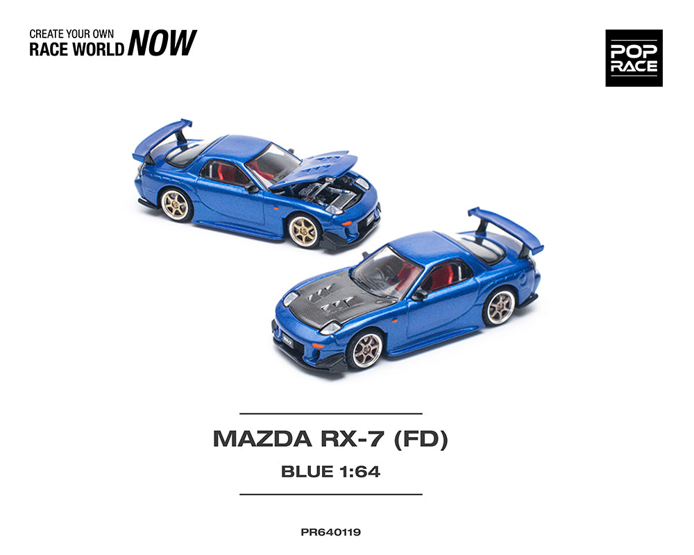 POP RACE 1:64 MAZDA RX-7 (FD3S) RE-AMEMIYA WIDEBODY METALLIC BLUE