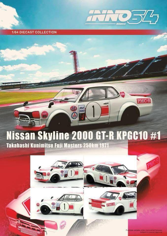 INNO64 1/64 NISSAN SKYLINE 2000 GT-R KPGC10 #1 Takahashi Kunimitsu Fuji Masters 250Km 1971 IN64-KPGC10-FM1971