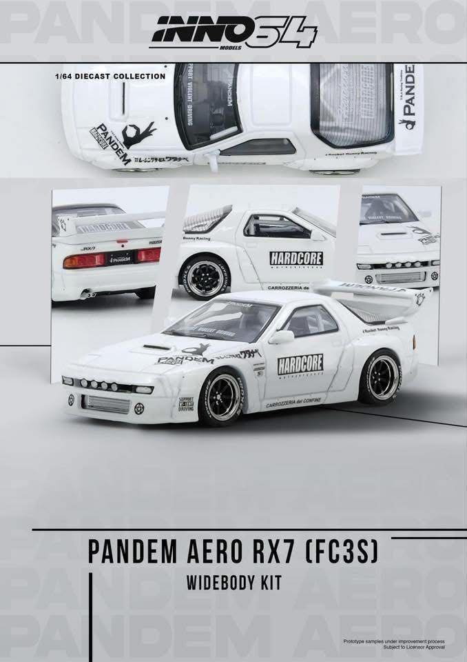 INNO64 1/64 MAZDA RX7 (FC3S) "PANDEM AERO" Widebody Kit IN64-RX7FCP-WHI1