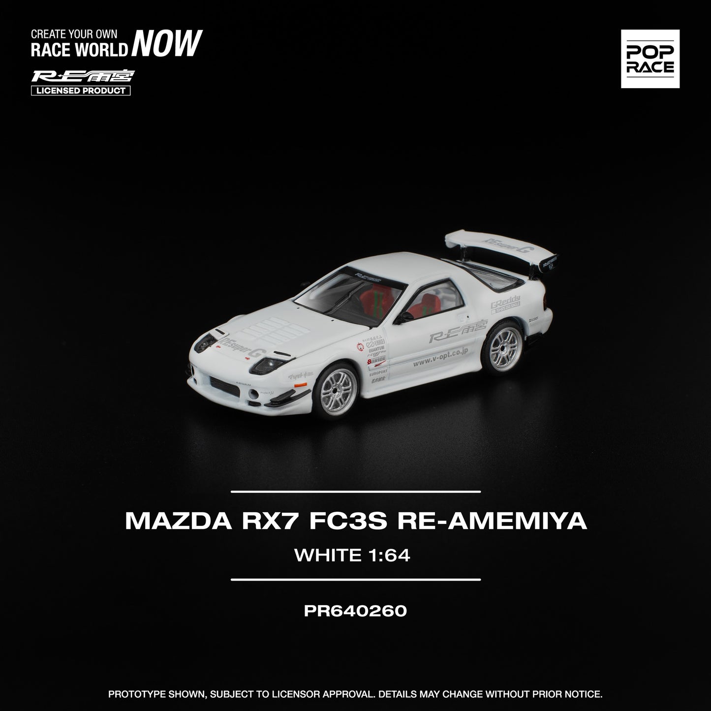 (Pre order) POP RACE PR640260 MAZDA RX7 FC3S RE-AMEMIYA WHITE .