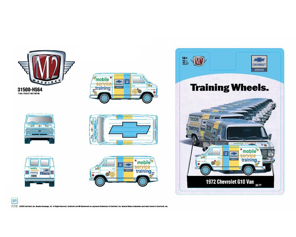 M2 Machines 1:64 1972 Chevrolet G10 Van ” Training Wheels” – Hobby Exclusive