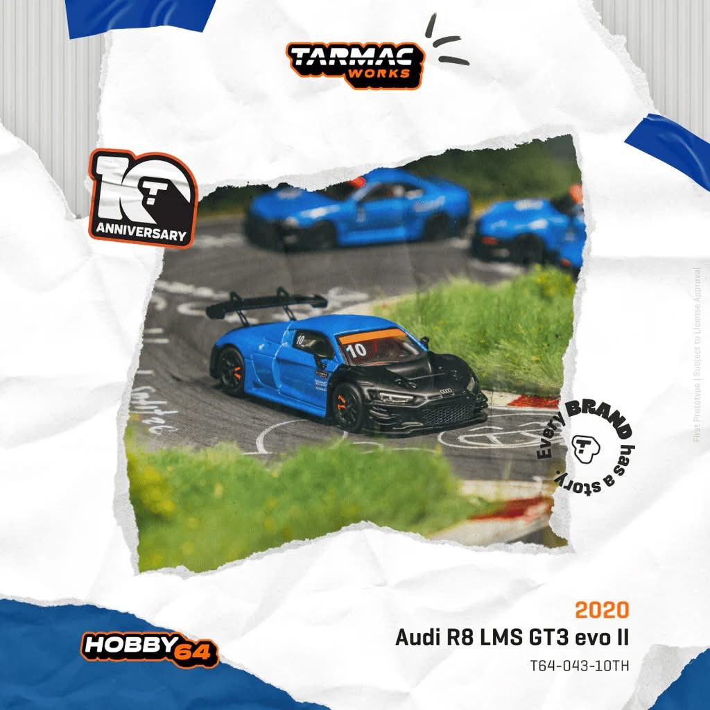 (PRE ORDER) TARMAC WORKS HOBBY64 1/64 Audi R8 LMS GT3 evo II Tarmac Works 10th Anniversary T64-043-10TH