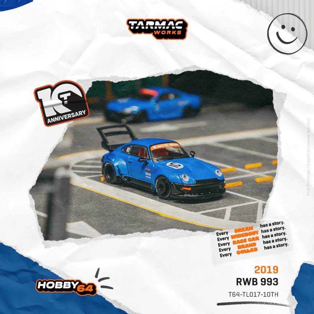 (PRE ORDER) TARMAC WORKS HOBBY64 1/64 RWB 993 Tarmac Works 10th Anniversary T64-TL017-10TH