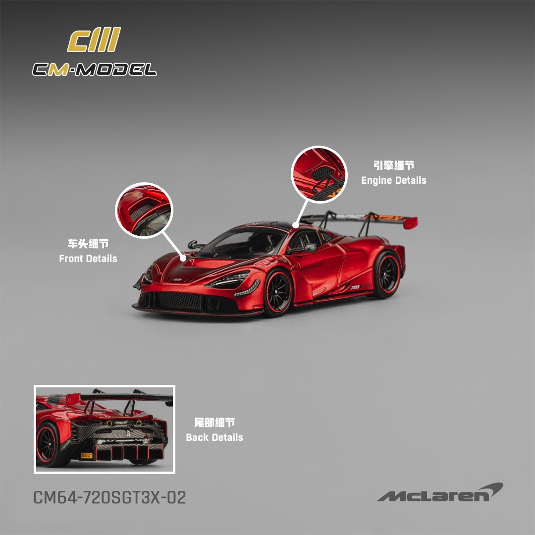 CM MODEL 1/64 Mclaren 720S GT3X Metallic Red CM64-720SGT3X-02