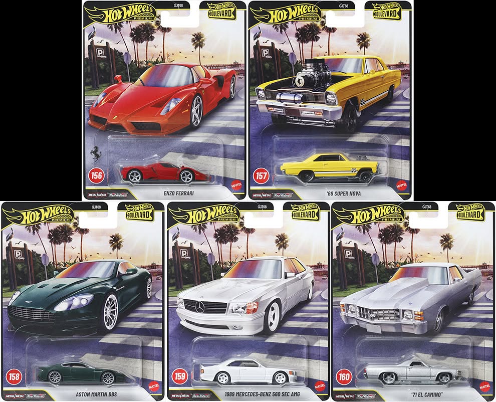 2026 Hot Wheels Premium Boulevard Mix 4 - 156-160 - Enzo, Super Nova, Aston, Mercedes, El Camino