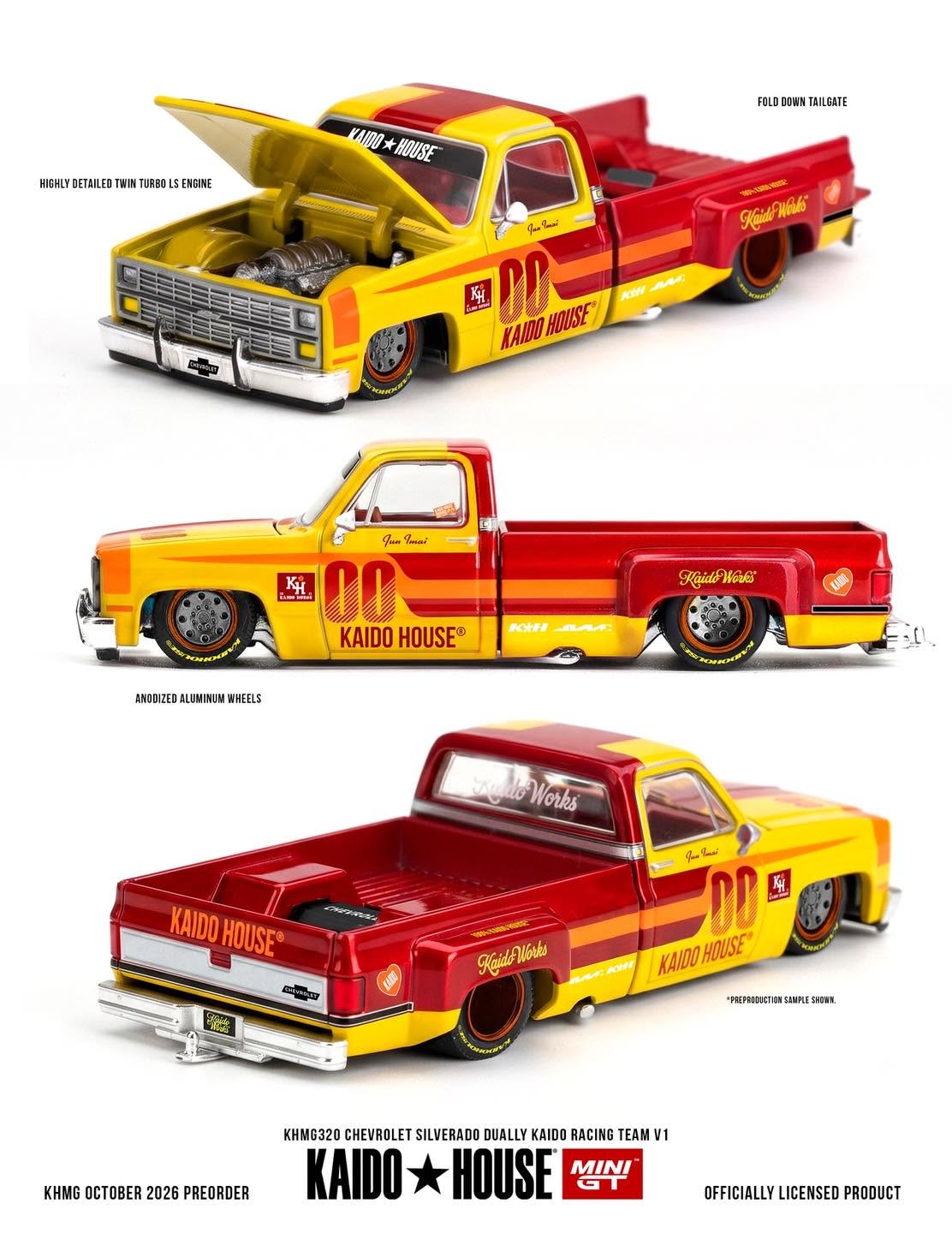 (Preorder) Kaido House x Mini GT 1:64 - Chevrolet Silverado Dually Kaido Racing Team V1 - KHMG320