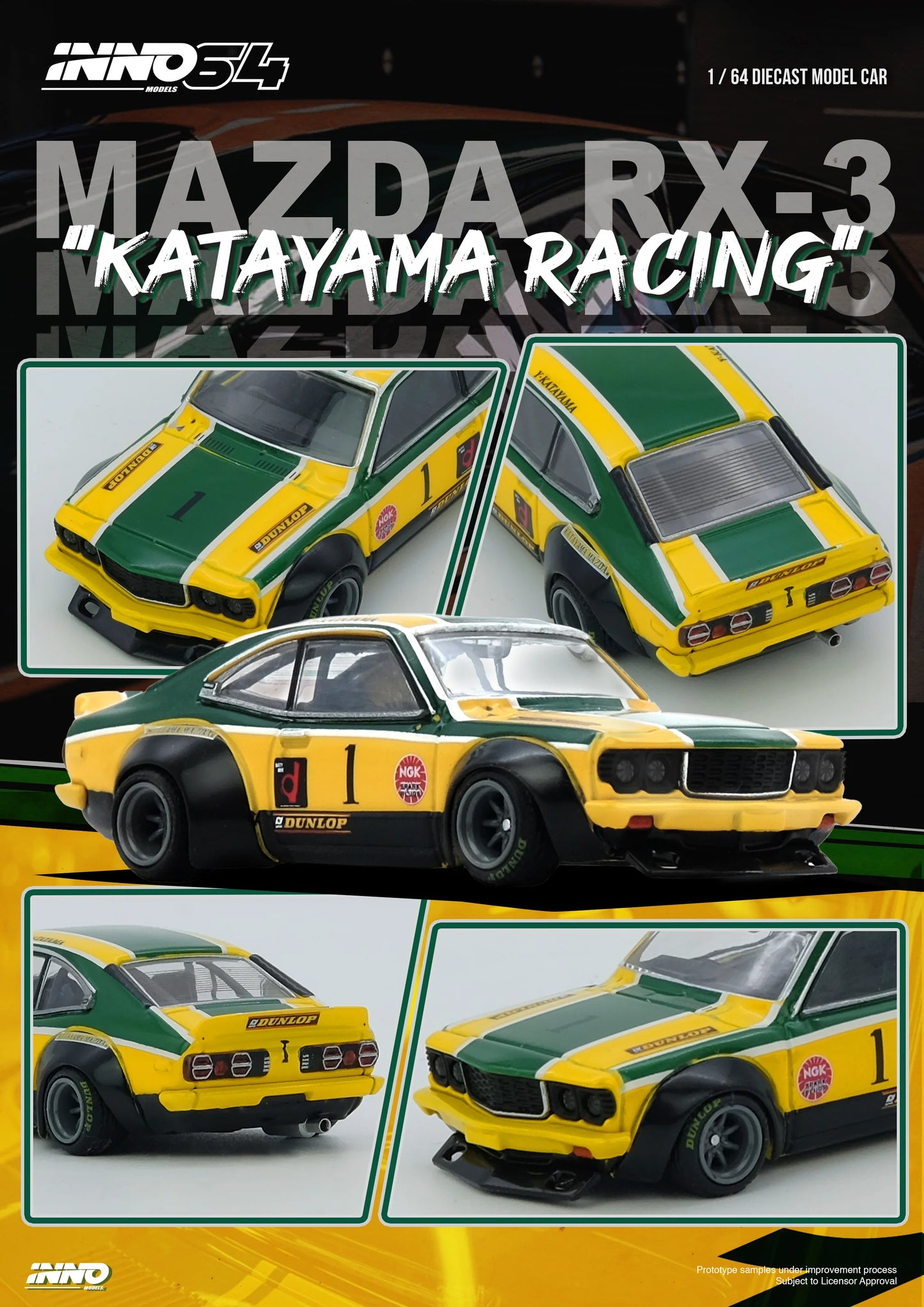 (PRE ORDER) INNO64 1:64 MAZDA SAVANNA RX3 "KATAYAMA RACING" Livery