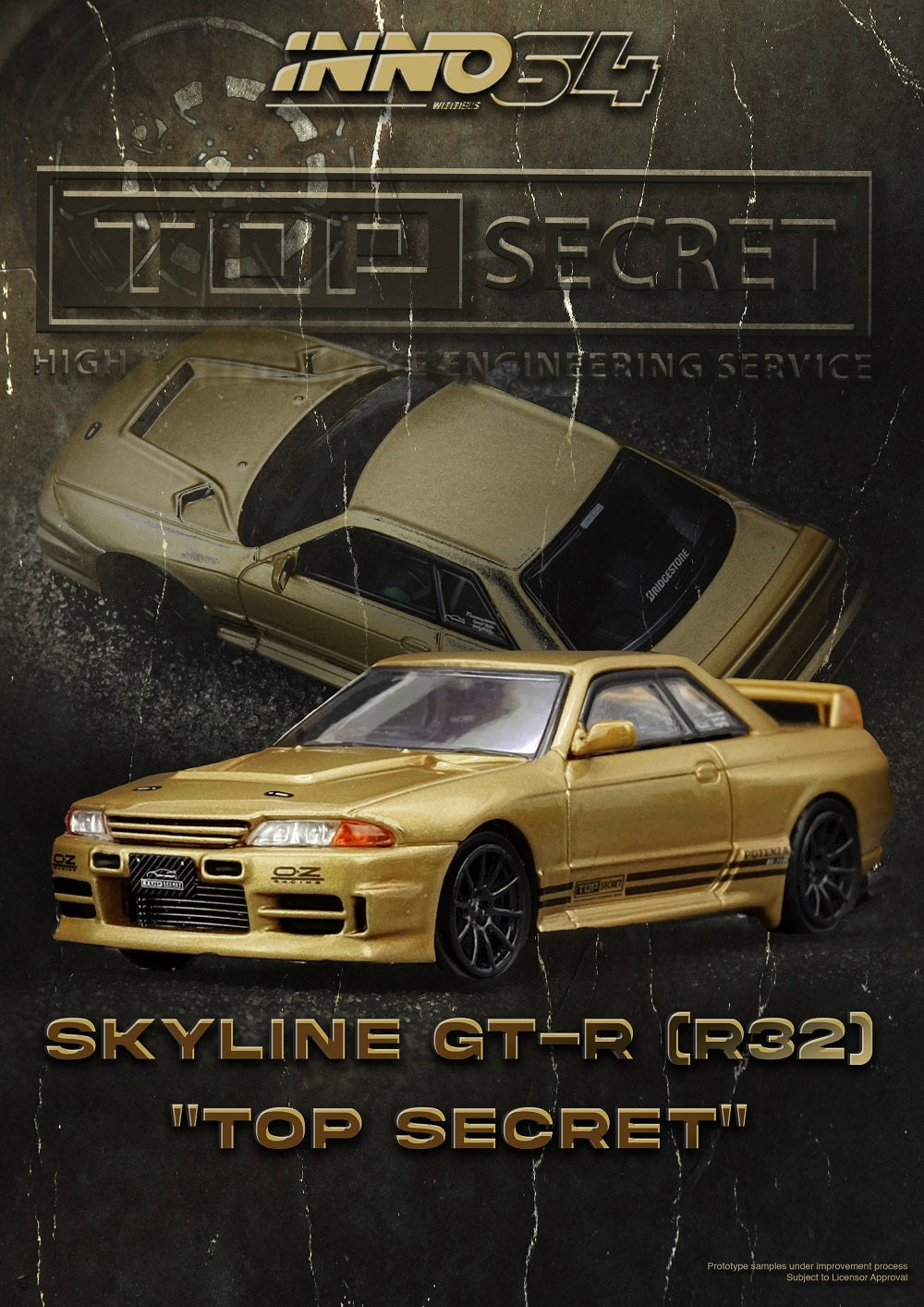(Preorder) INNO64 1:64 TOP SECRET BNR32 GT-R (650R) Gold