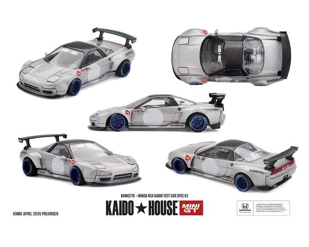(Preorder) Kaido House x Mini GT Honda NSX Kaido Test Car Spec V2 – Silver w/ Carbon KHMG279