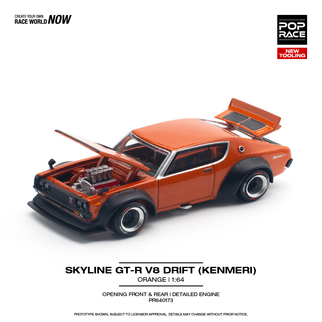 POPRACE PR640173 SKYLINE GT-R V8 DRIFT (KENMERI) ORANGE