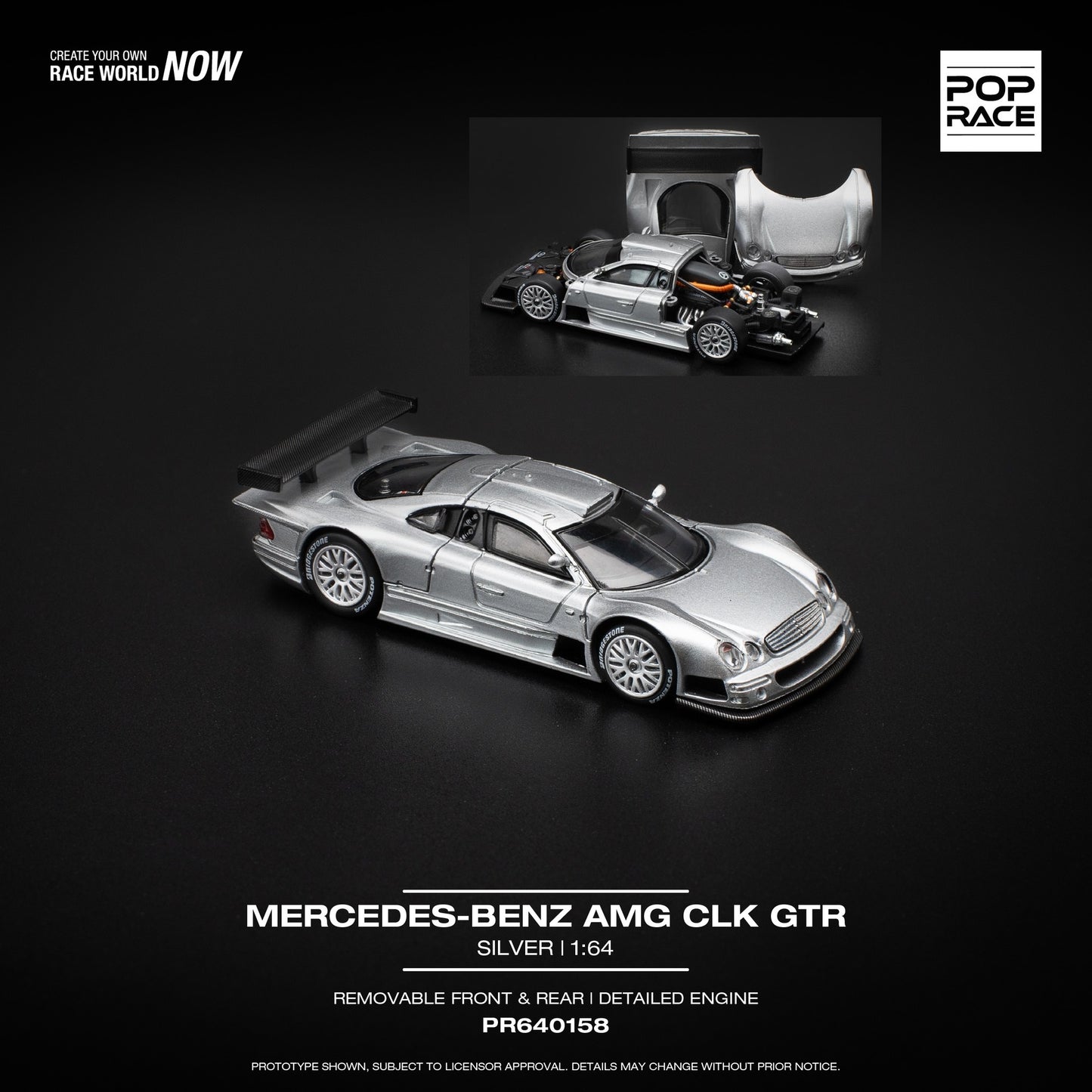 POPRACE PR640158 MERCEDES-BENZ AMG CLK GTR - SILVER