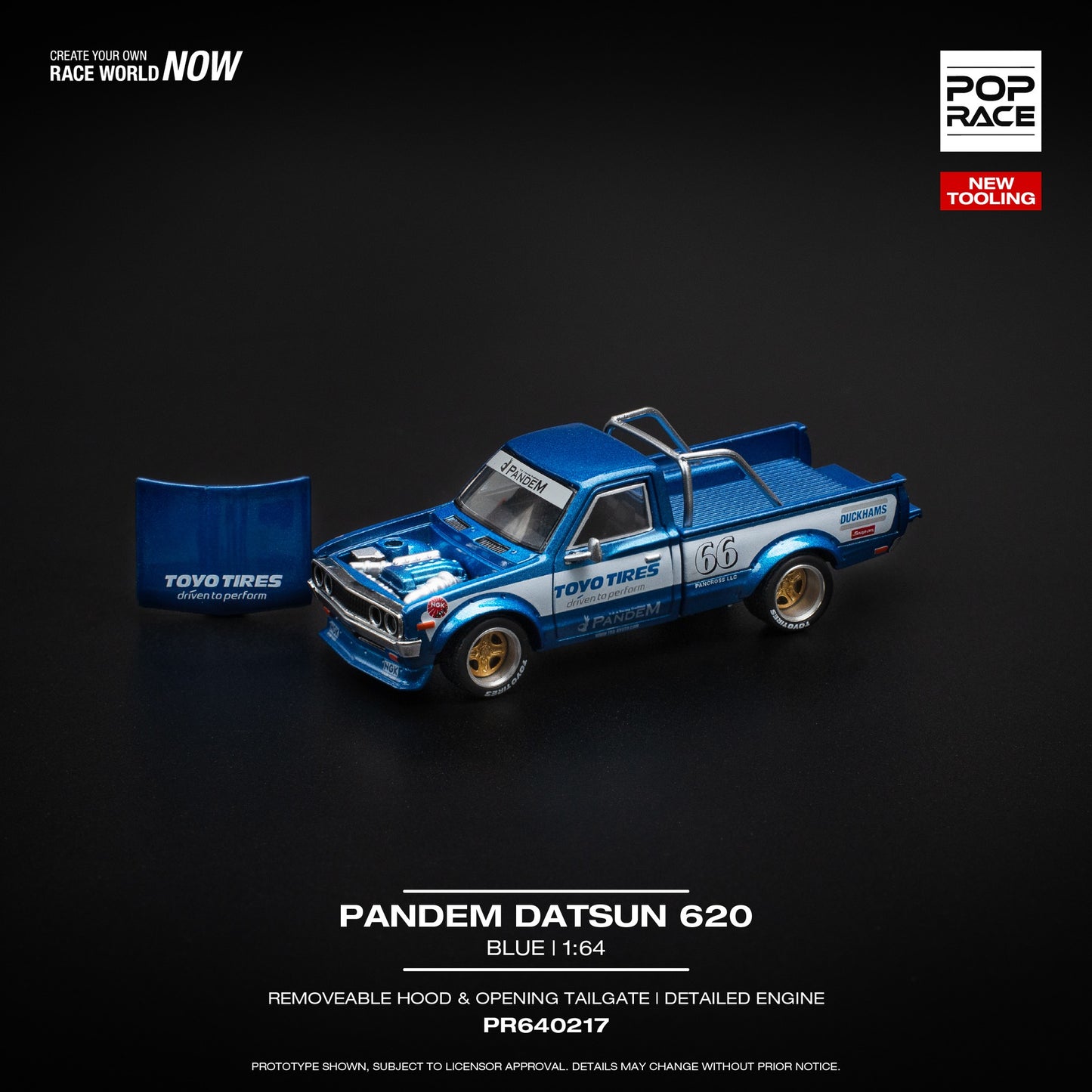 (Pre order) PR640217 POPRACE 1/64 PANDEM DATSUN 620 BLUE