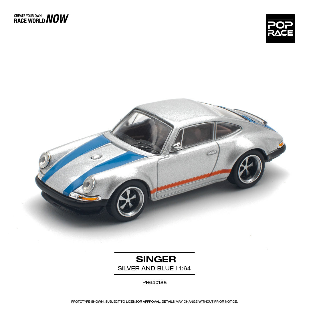 (Pre order) PR640188 POPRACE 1/64 SINGER SILVER/BLUE