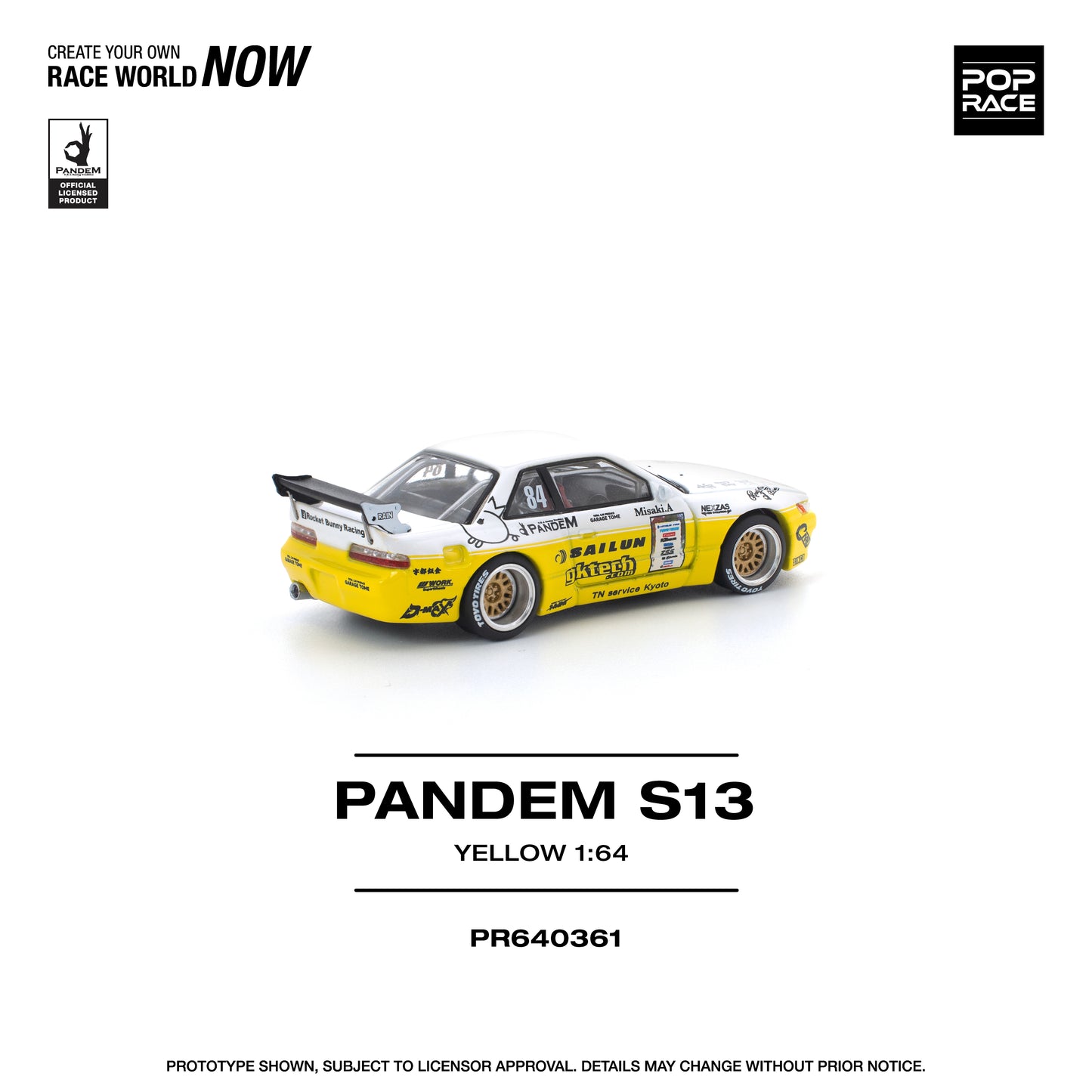 (Pre order) PR640361 POPRACE 1/64 PANDEM SILVIA S13 2020 D1 LIGHTS YELLOW/WHITE