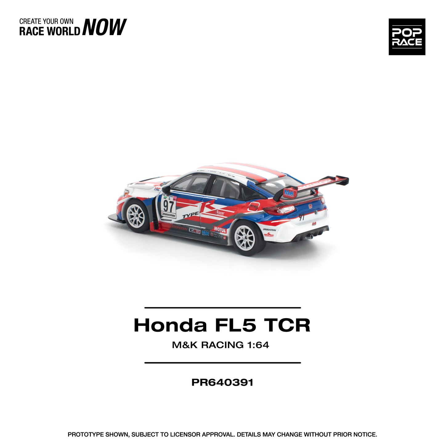 (Pre order) POPRACE 1/64 HONDA CIVIC TYPE-R (FL5) TCR - M&K RACING - PR640391