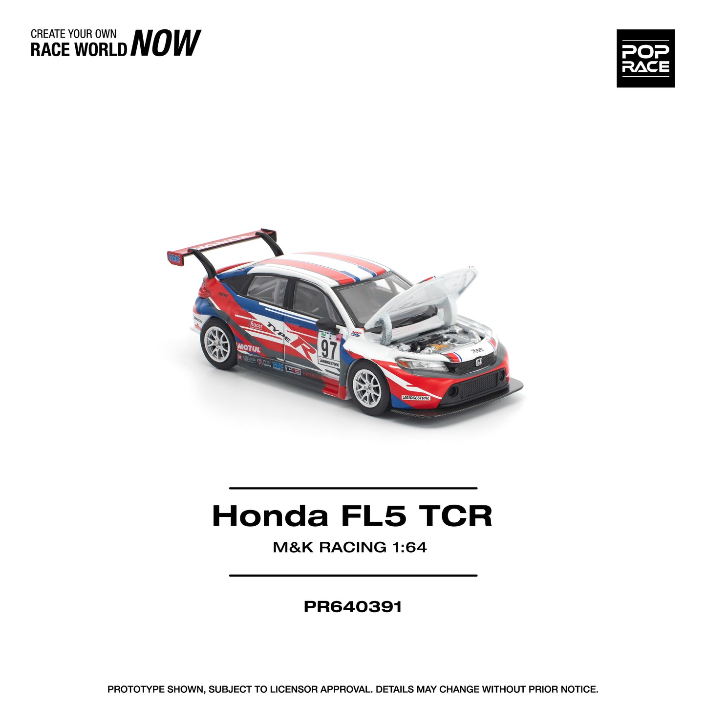 (Pre order) POPRACE 1/64 HONDA CIVIC TYPE-R (FL5) TCR - M&K RACING - PR640391