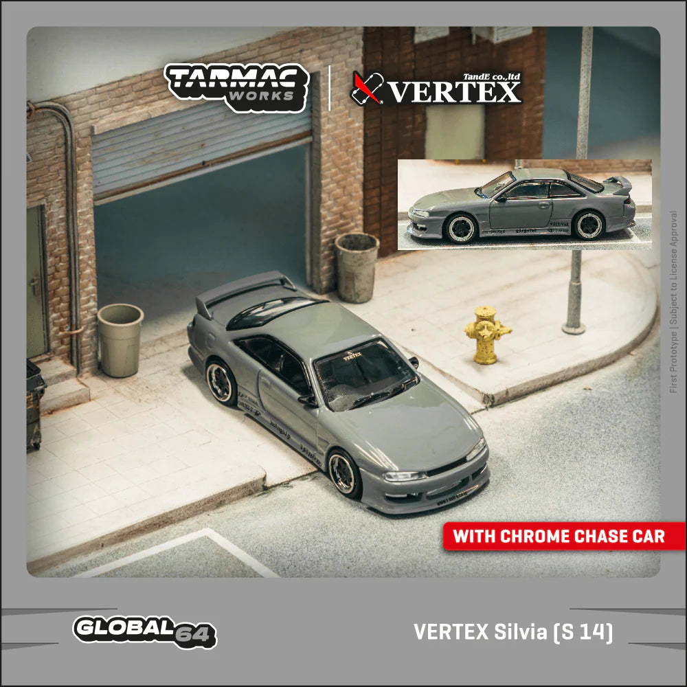 TARMAC WORKS GLOBAL64 1/64 VERTEX Silvia (S 14) Grey T64G-018-GY