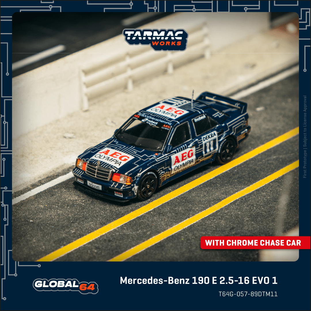 (PRE ORDER) TARMAC WORKS GLOBAL64 1/64 Mercedes-Benz 190 E 2.5-16 EVO 1 DTM 1989 Dany Snobeck T64G-057-89DTM11 (Approx. Release Date : September 2025 subject to manufacturer's final decision)