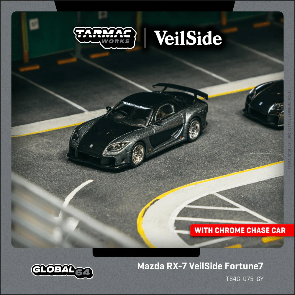 TARMAC WORKS GLOBAL64 1/64 Mazda RX-7 VeilSide Fortune7 Grey metallic / Black T64G-075-GY