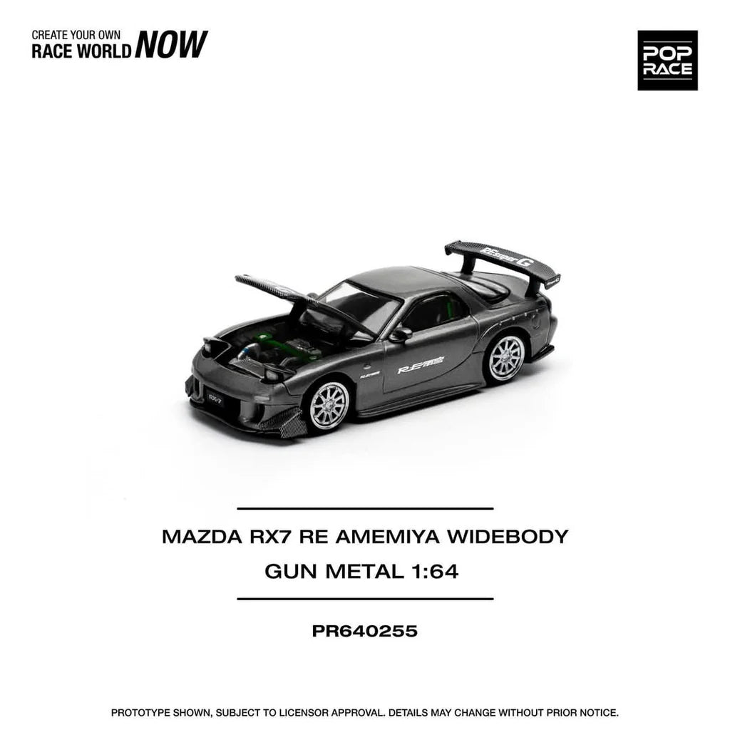 POPRACE 1/64 MAZDA RX7 RE-AMEMIYA - GUN METAL PR640255