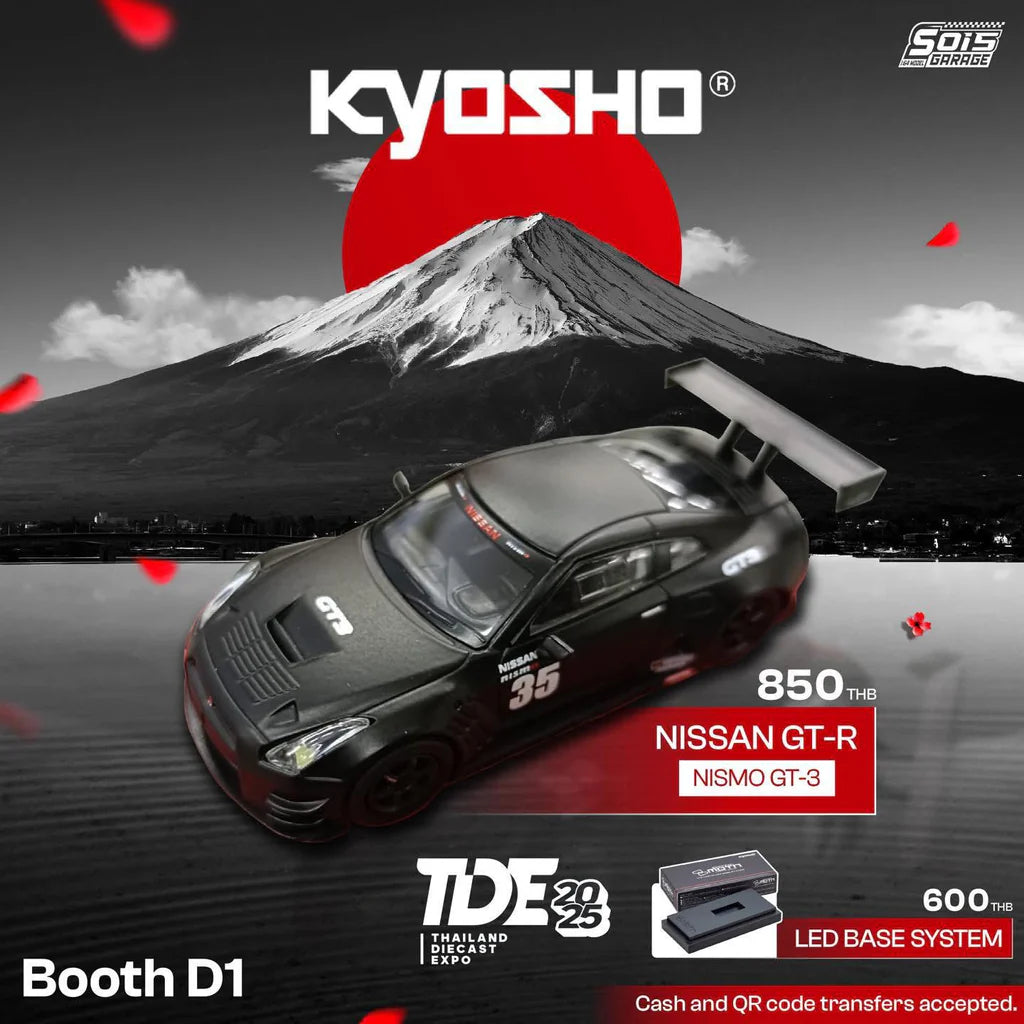 KYOSHO 1/64 Nissan R35 GT-R GT-3 (Compatible with MOTN LED Base) Thailand Diecast Expo 2025 Exclusive Model 07131LBK