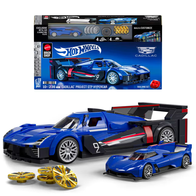 Mattel Brick Shop Hot Wheels Cadillac Project Gtp Hypercar Building Toy Kit (236 Pieces) - JFR89