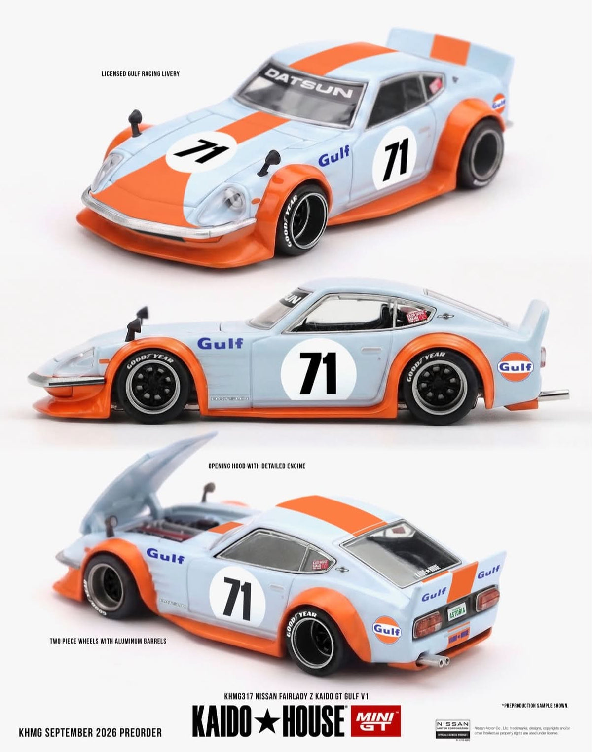 (Preorder) Kaido House x Mini GT 1:64 - NISSAN FAIRLADY Z KAIDO GT GULF V1 - KHMG317