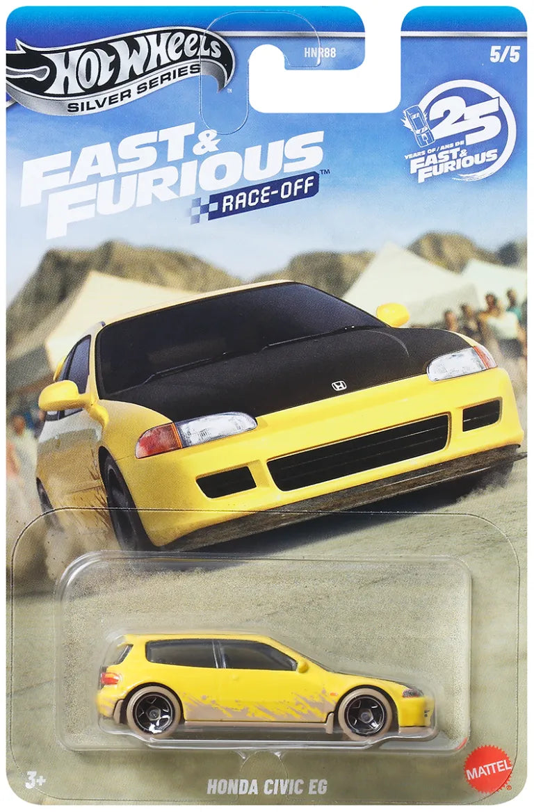 HOT WHEELS - Fast & Furious Themed - Race off - Honda Civic EG - Silver Series