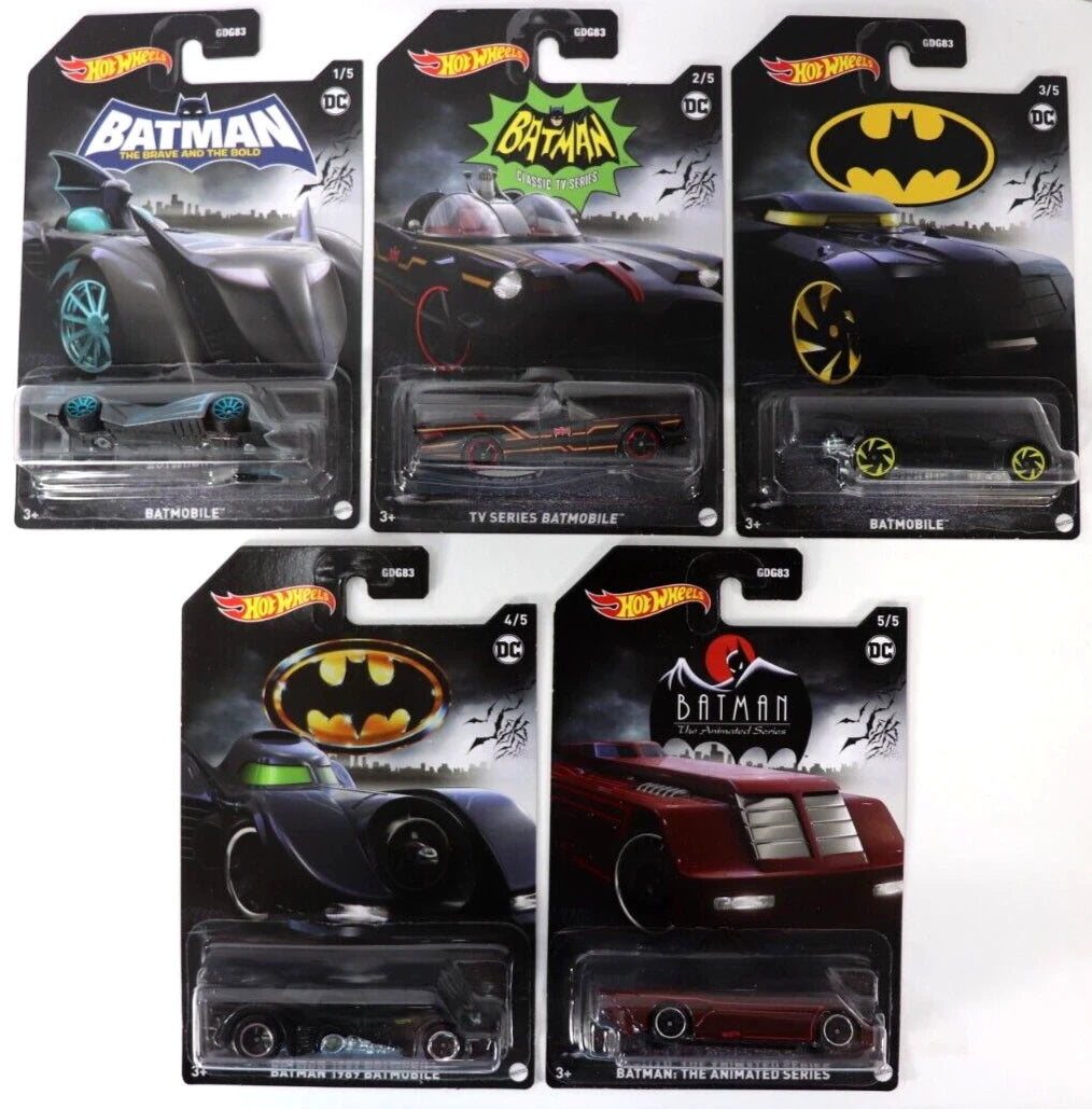 Hot Wheels 2021 Batman Complete Set of 5 Batmobile DC Walmart Exclusive