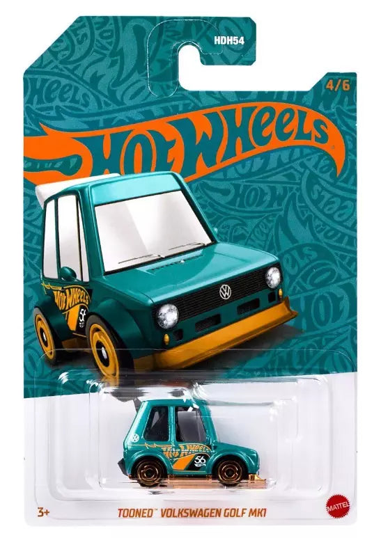 Hot Wheels Tooned Volkswagen Golf MK1 Pearl and Chrome DAMAGED