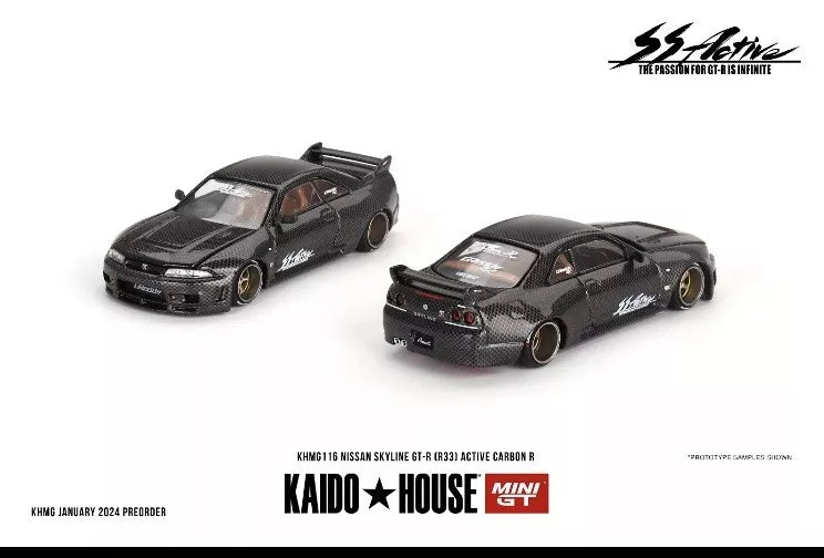 Mini GT x Kaido House 1:64 Nissan GT-R (R33) Active Carbon R - KHMG116