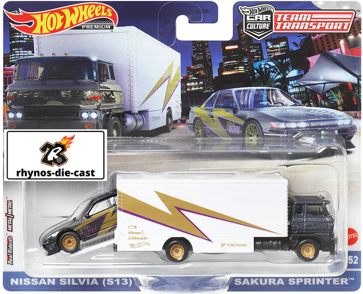 2023 HOT WHEELS TEAM TRANSPORT NISSAN SILVIA (S13) AND SAKURA SPRINTER #52