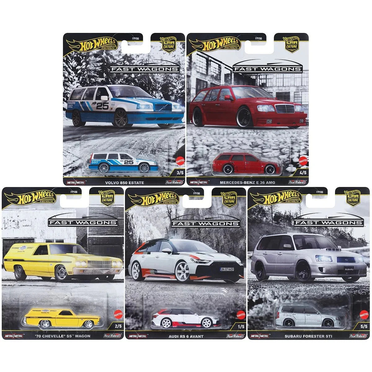Hot Wheels Car Culture 2025 Mix 4 Fast Wagons Vehicle Set of 5