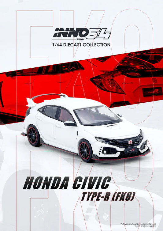 (Preorder) INNO64 1:64 HONDA CIVIC TYPR-R (FK8) White