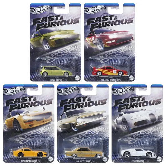 Hot Wheels Fast & Furious 2025 - Racing Course - Mix 3 - Civic, Acura, Datsun, Nova, Bugatti - DAMAGED SET
