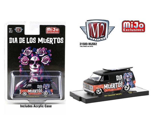 M2 Machines 1:64 1971 Chevrolet Van With Surf Board “Dia De Los Muertos “- Mijo Exclusives Limited Edition
