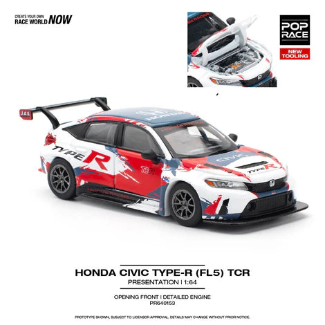 POPRACE 1/64 HONDA CIVIC TYPE-R (FL5) TCR PRESENTATION PR640153
