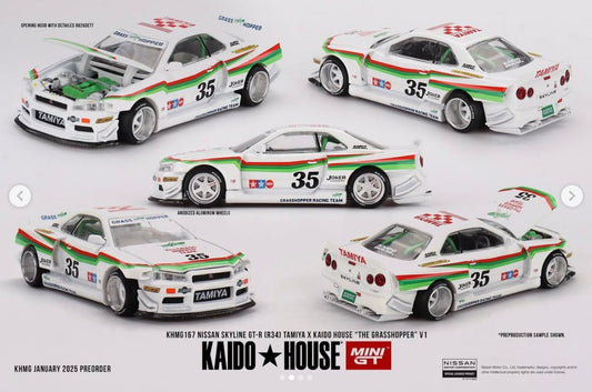 KHMG167 NISSAN SKYLINE GT-R (R34) TAMIYA X KAIDO HOUSE “THE GRASSHOPPER” V1