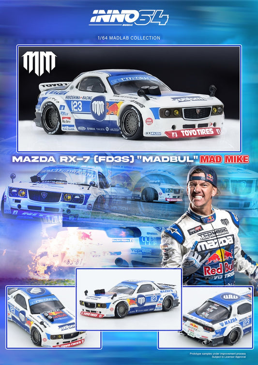 INNO64 1/64 MAZDA RX7 (FD3S) "PANDEM ROCKET BUNNY" MADBUL MADLAB COLLECTION 001