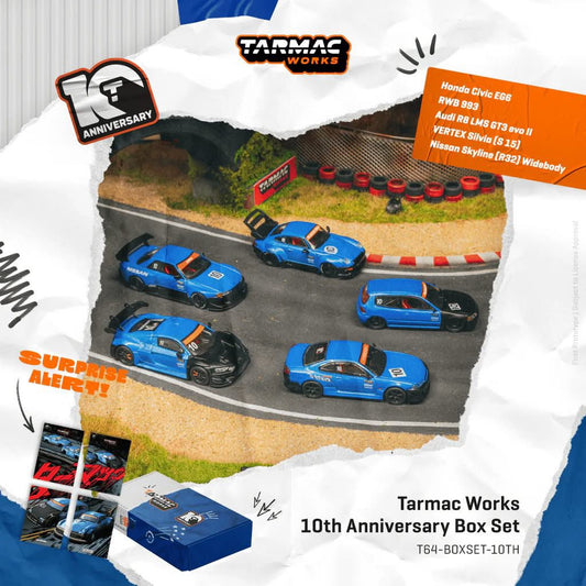 (PRE ORDER) TARMAC WORKS 1/64 10th Anniversary Box Set 5 Model Cars + Trading Cards Combo Set T64-BOXSET-10TH
