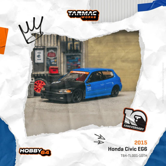 (PRE ORDER) TARMAC WORKS HOBBY64 1/64 Honda Civic EG6 Tarmac Works 10th Anniversary T64-TL001-10TH