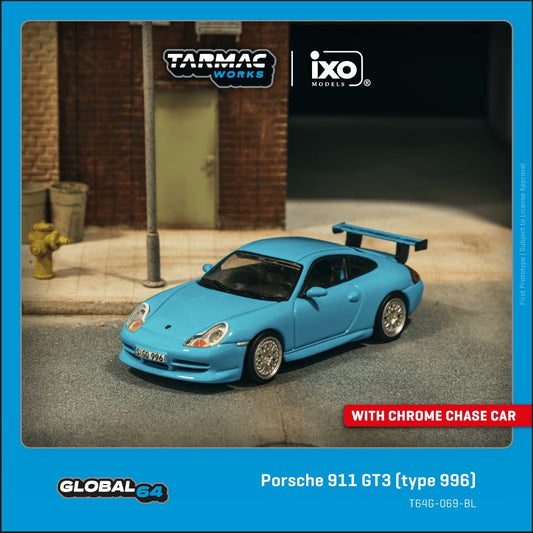 TARMAC WORKS GLOBAL64 1/64 Porsche 911 GT3 (type 996) Light Blue T64G-069-BL