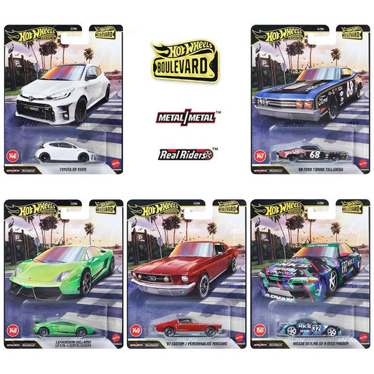 (PRE ORDER) Hot Wheels BOULEVARD: MIX 2 OF 2026 - YARIS,FORD TORINO, LAMBORGHINI,67 MUSTANG, R32 SKYLINE