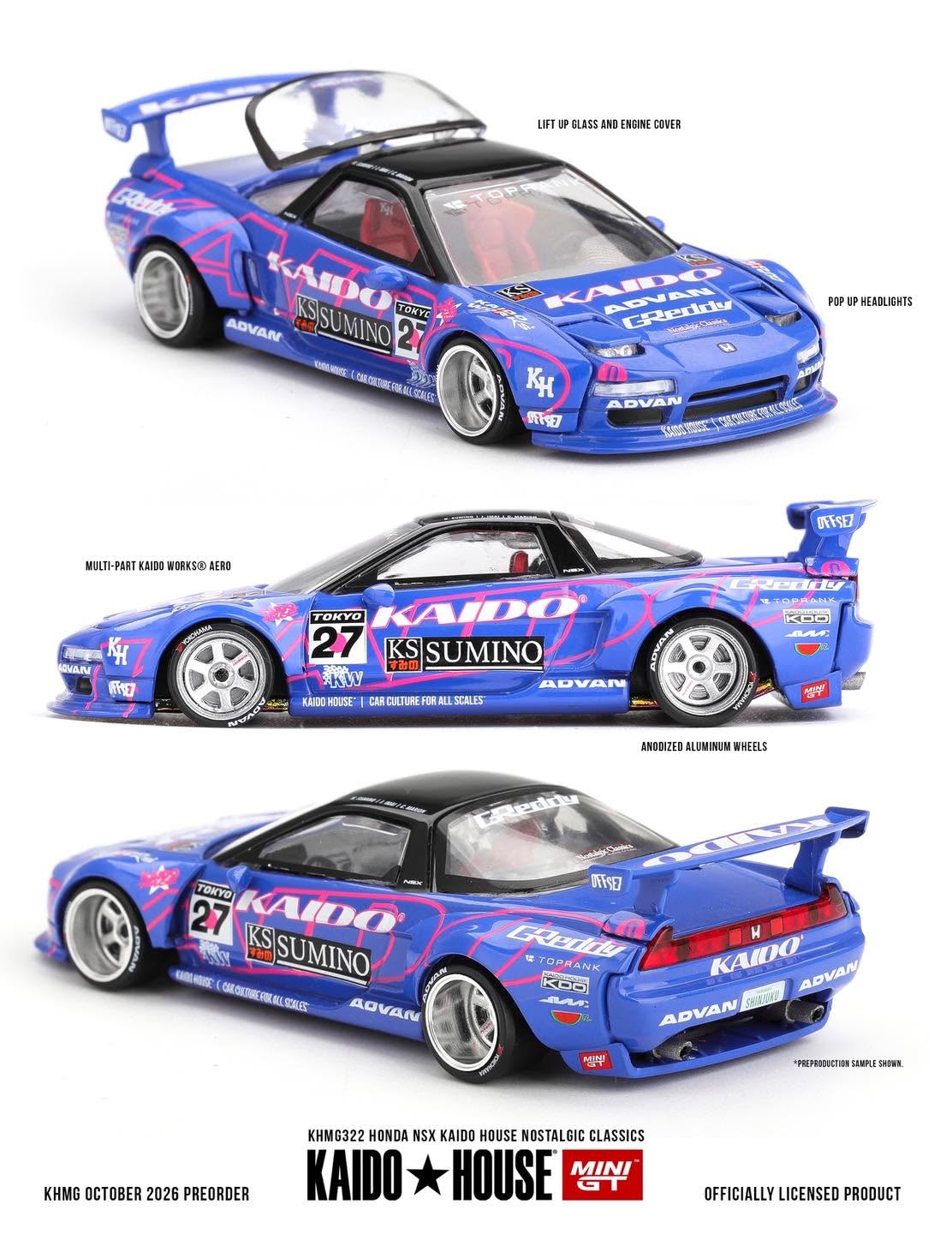 (Preorder) Kaido House x Mini GT 1:64 -  Honda NSX Kaido House Nostalgic Classics - KHMG322