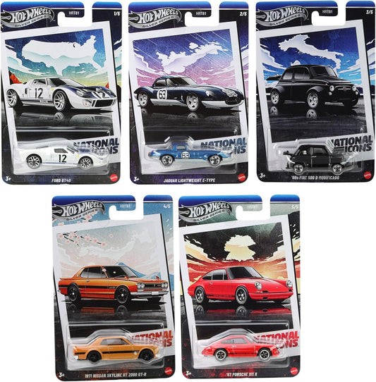 Hot Wheels National Icons Collection Silver Series – 5-Car Die‑Cast Set