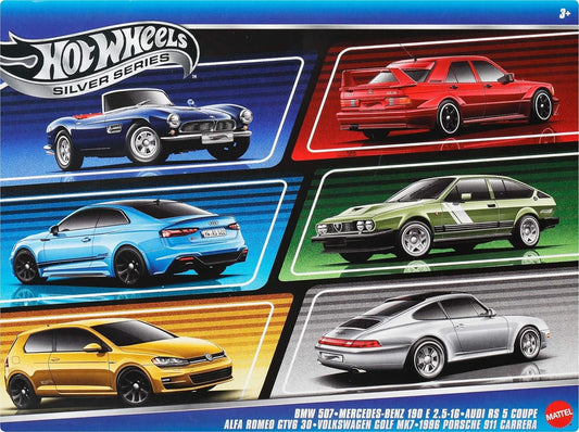 Hot Wheels 1:64 Scale Die-Cast Toy Cars, Set of 6 European Vehicles with Elevated Deco
