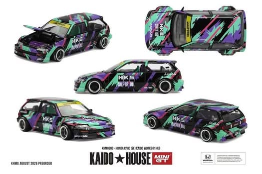 (Preorder) Kaido House x Mini GT 1:64 - HONDA CIVIC (EFJ KAIDO WORKS® HKS - KHMG303