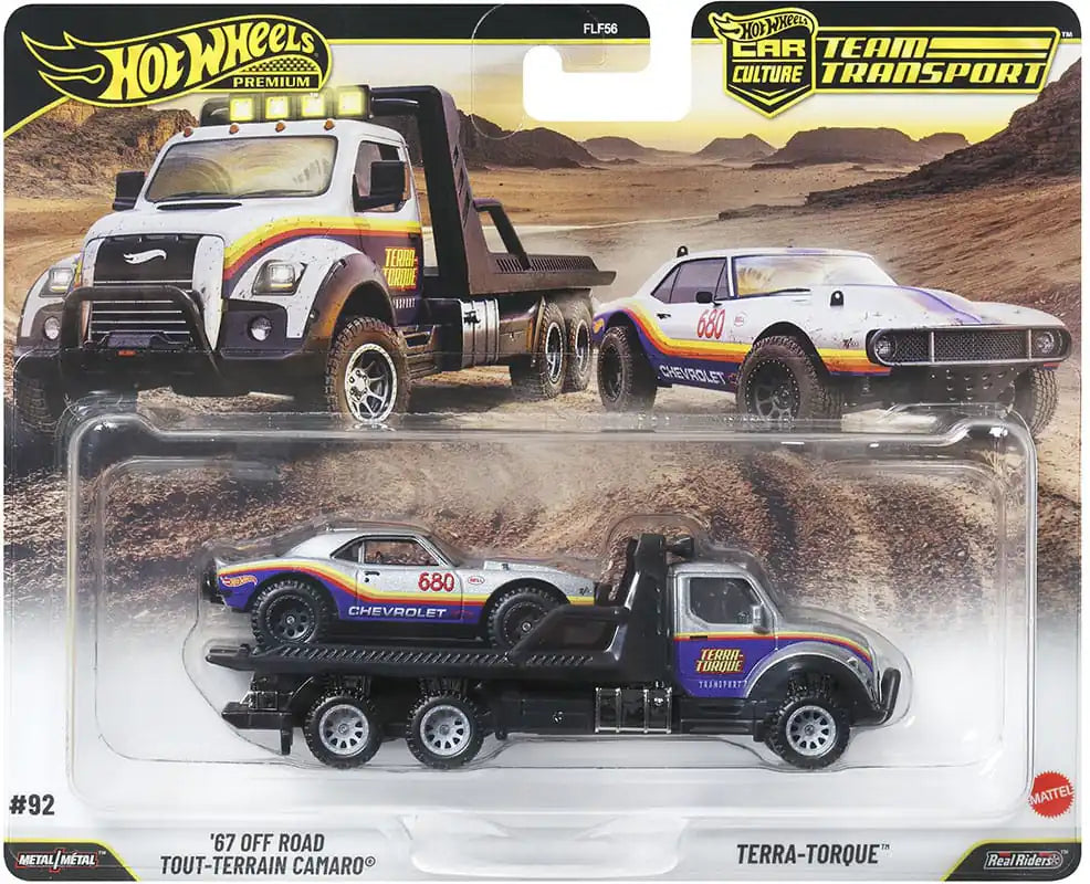 Hot Wheels Premium 1967 Off Road Camaro & Off road Murica Flat Bed #92